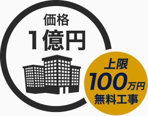 価格1億円 上限100万円無料工事